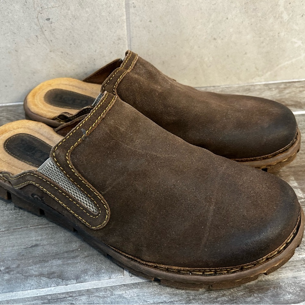 Born Mens Leather Clogs Mule Shoes Flats sz 11
